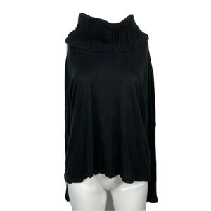 Michael Stars Sweater Womens OS One Size‎ Black Soft Cotton Knit Top Cowl Neck
